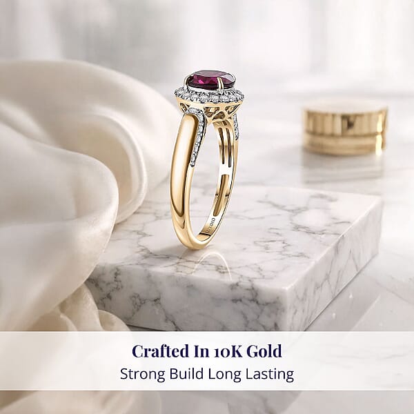 Luxoro AAA Radiant Ember Garnet And G-H I2 Diamond 2.14 Ctw Ring In 10K Yellow Gold