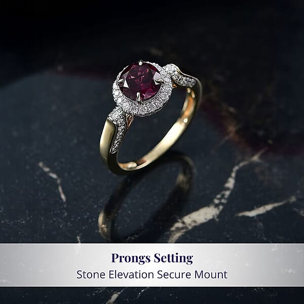 Luxoro AAA Radiant Ember Garnet And G-H I2 Diamond 2.14 Ctw Ring In 10K Yellow Gold