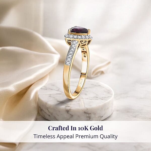 Luxoro AAA Radiant Ember Garnet And G-H I2 Diamond 1.65 Ctw Ring In 10K Yellow Gold