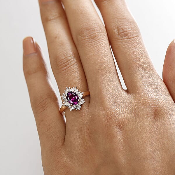 Luxoro AAA Radiant Ember Garnet And G-H I2 Diamond 1.70 Ctw Snowflake Ring In 10K Rose Gold