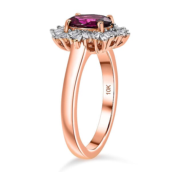 Luxoro AAA Radiant Ember Garnet And G-H I2 Diamond 1.70 Ctw Snowflake Ring In 10K Rose Gold