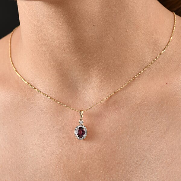 Luxoro AAA Radiant Ember Garnet And G-H I2 Diamond 1.65 Ctw Pendant Necklace In 10K Yellow Gold 20 Inches