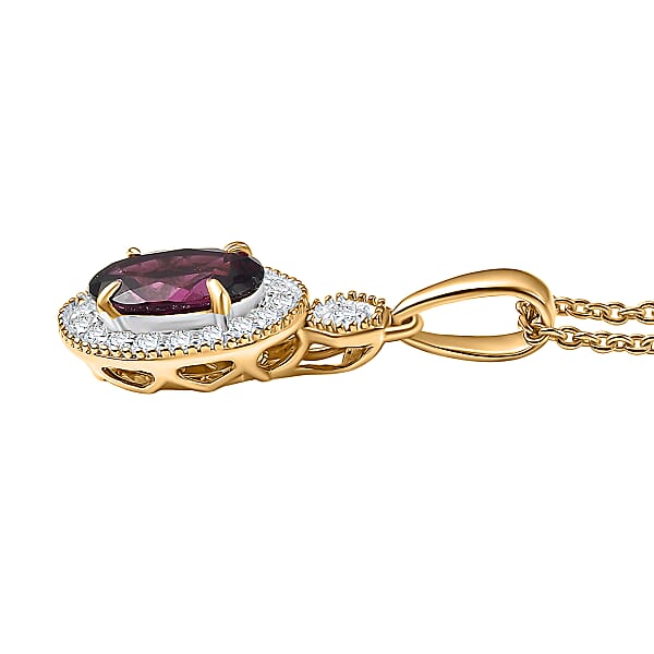 Luxoro AAA Radiant Ember Garnet And G-H I2 Diamond 1.65 Ctw Pendant Necklace In 10K Yellow Gold 20 Inches