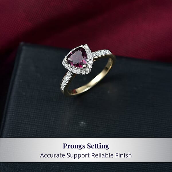 Luxoro AAA Radiant Ember Garnet And G-H I2 Diamond 1.65 Ctw Ring In 10K Yellow Gold