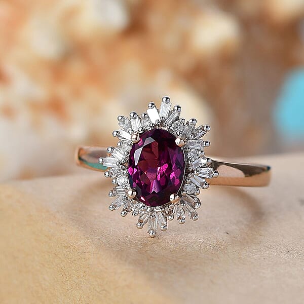 Luxoro AAA Radiant Ember Garnet And G-H I2 Diamond 1.70 Ctw Snowflake Ring In 10K Rose Gold