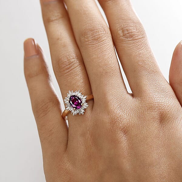 Luxoro AAA Radiant Ember Garnet And G-H I2 Diamond 1.70 Ctw Snowflake Ring In 10K Rose Gold