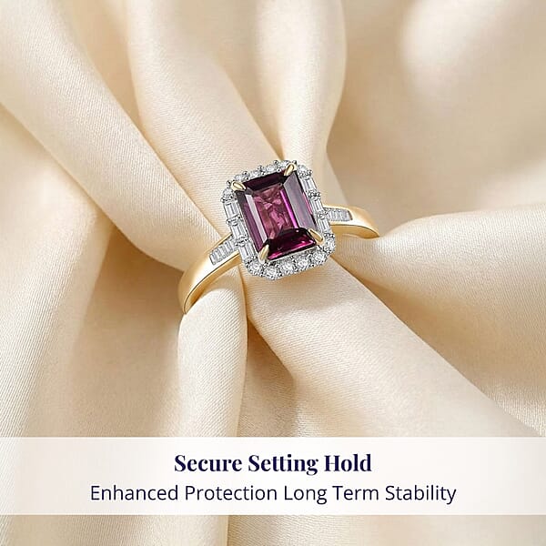 Luxoro AAA Radiant Ember Garnet And I2 Diamond 2.15 Ctw Ring In 10K Yellow Gold