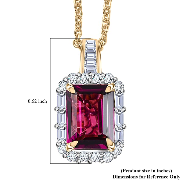 Luxoro AAA Radiant Ember Garnet And I2 Diamond 2.11 Ctw Pendant Necklace In 10K Yellow Gold 20 Inches