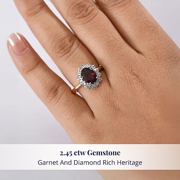 Luxoro AAA Radiant Ember Garnet And I2 Diamond 2.45 Ctw Fire And Grace Ring In 10K Rose Gold