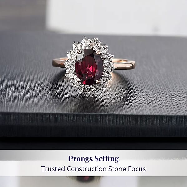 Luxoro AAA Radiant Ember Garnet And I2 Diamond 2.45 Ctw Fire And Grace Ring In 10K Rose Gold