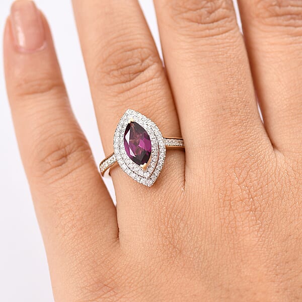 Luxoro AAA Radiant Ember Garnet And I2 Diamond 2.54 Ctw Ring In 10K Yellow Gold