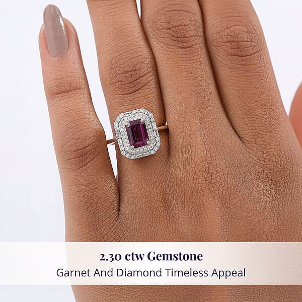Luxoro AAA Radiant Ember Garnet Madagascar Pink Sapphire And I1 Diamond 1.90 Ctw Blush & Bloom Ring In 10K Yellow Gold