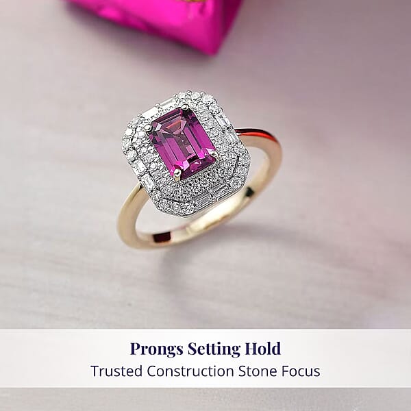 Luxoro AAA Radiant Ember Garnet Madagascar Pink Sapphire And I1 Diamond 1.90 Ctw Blush & Bloom Ring In 10K Yellow Gold