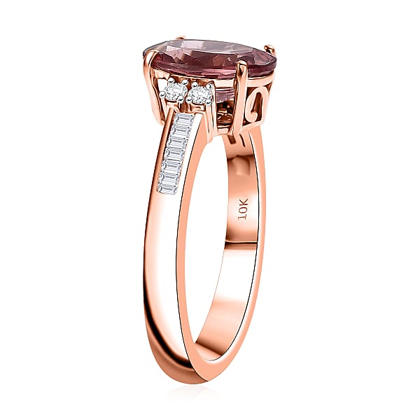 Luxoro AAA Red Apatite And G-H I2 Diamond 2.90 Ctw Firelight Crown Ring In 10K Rose Gold