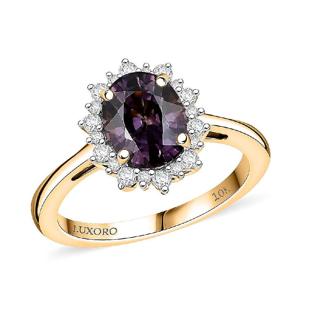 Luxoro AAA Royal Lavender Spinel and G-H I2 Diamond 2.30 ctw Violet Majesty Ring in 10K Yellow Gold