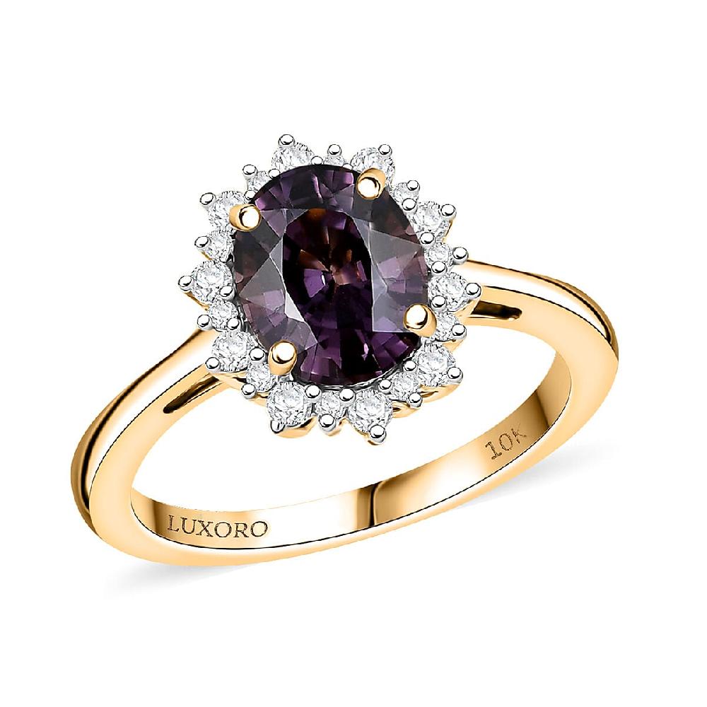 Luxoro AAA Royal Lavender Spinel and G-H I2 Diamond 2.30 ctw Violet Majesty Ring in 10K Yellow Gold