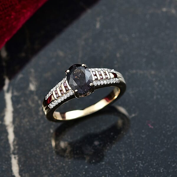 Luxoro AAA Royal Lavender Spinel Purple Diamond And I2 Diamond 1.60 Ctw Imperial Violet Ring In 10K Yellow Gold