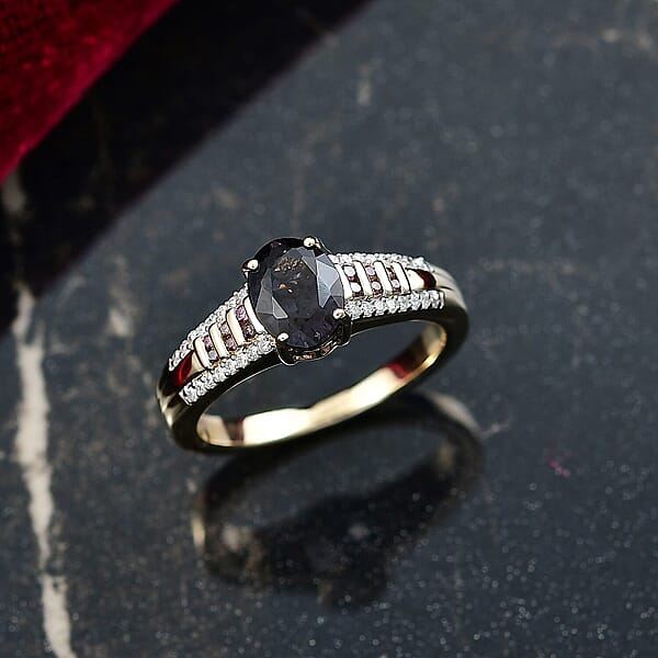 Luxoro AAA Royal Lavender Spinel Purple Diamond And I2 Diamond 1.60 Ctw Imperial Violet Ring In 10K Yellow Gold