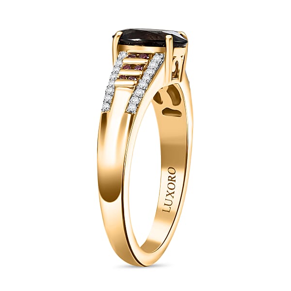 Luxoro AAA Royal Lavender Spinel Purple Diamond And I2 Diamond 1.60 Ctw Imperial Violet Ring In 10K Yellow Gold