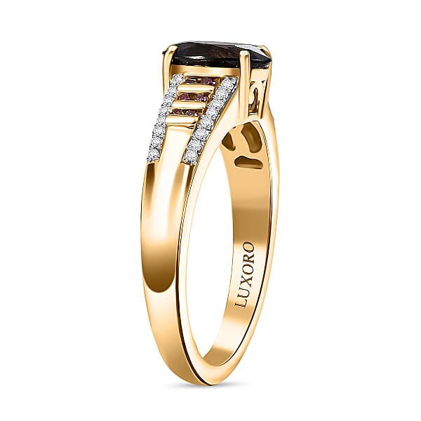 Luxoro AAA Royal Lavender Spinel Purple Diamond And I2 Diamond 1.60 Ctw Imperial Violet Ring In 10K Yellow Gold
