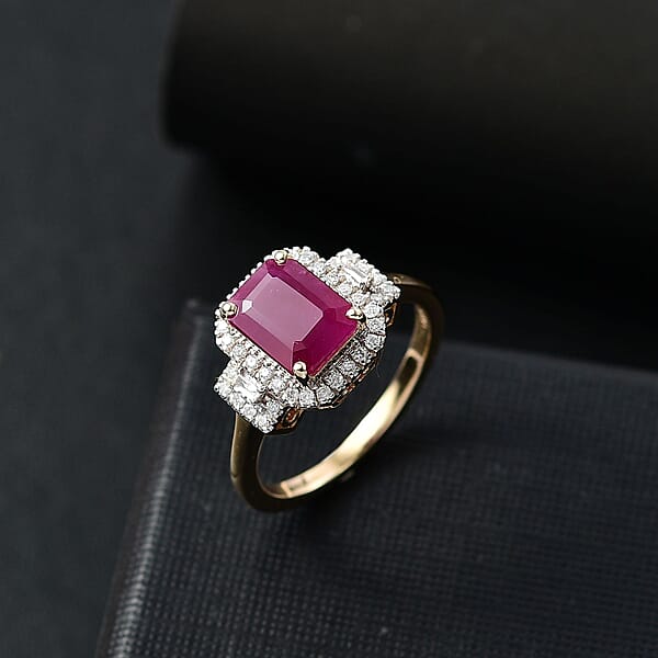 Luxoro AAA Royal Ruby And Diamond I2 2.75 Ctw Ring In 14K Yellow Gold 4.48 Grams