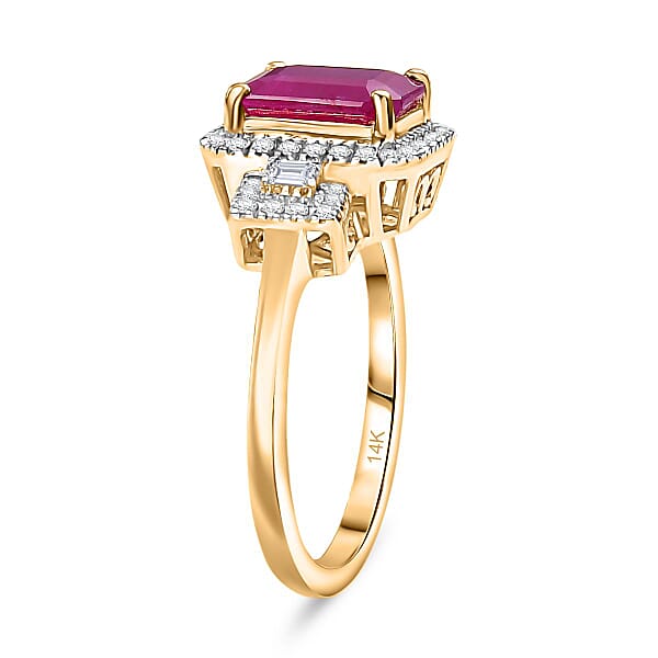 Luxoro AAA Royal Ruby And Diamond I2 2.75 Ctw Ring In 14K Yellow Gold 4.48 Grams