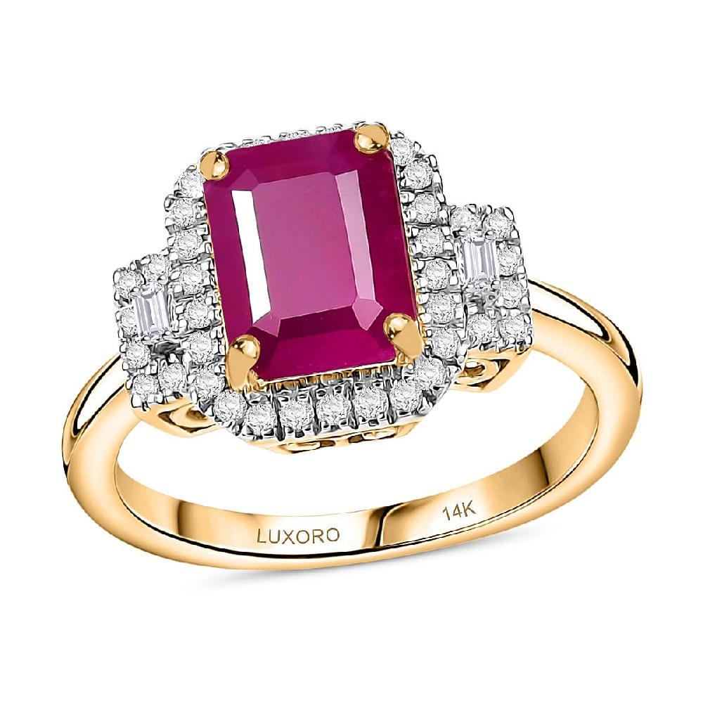 Luxoro AAA Royal Ruby and Diamond I2 2.75 ctw Ring in 14K Yellow Gold 4.48 Grams