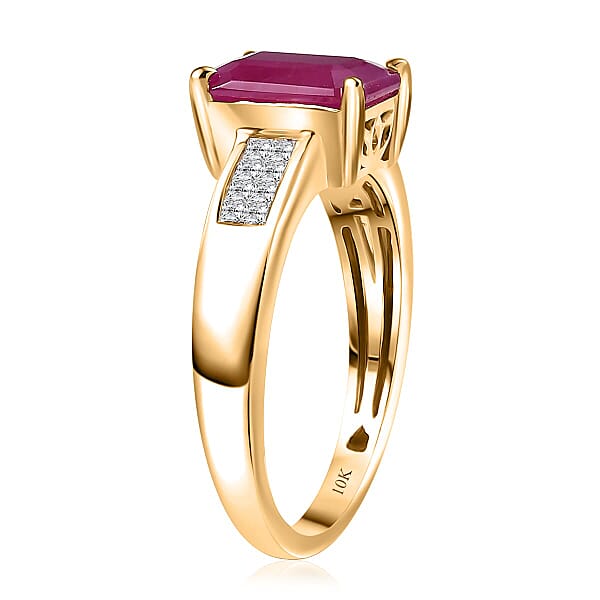Luxoro AAA Royal Ruby And Diamond I2 3.50 Ctw Ring In 10K Yellow Gold