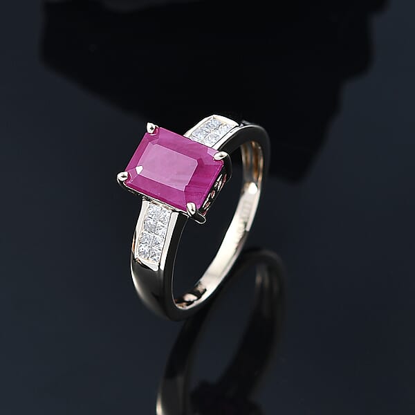 Luxoro AAA Royal Ruby And Diamond I2 3.50 Ctw Ring In 10K Yellow Gold