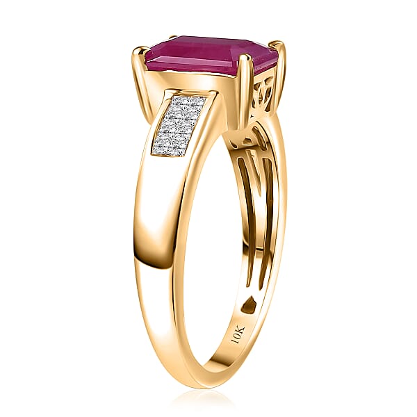 Luxoro AAA Royal Ruby And Diamond I2 3.50 Ctw Ring In 10K Yellow Gold
