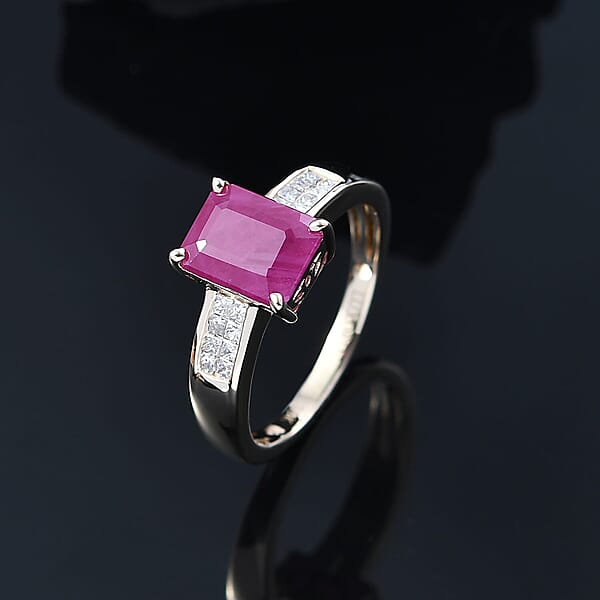 Luxoro AAA Royal Ruby And Diamond I2 3.50 Ctw Ring In 10K Yellow Gold