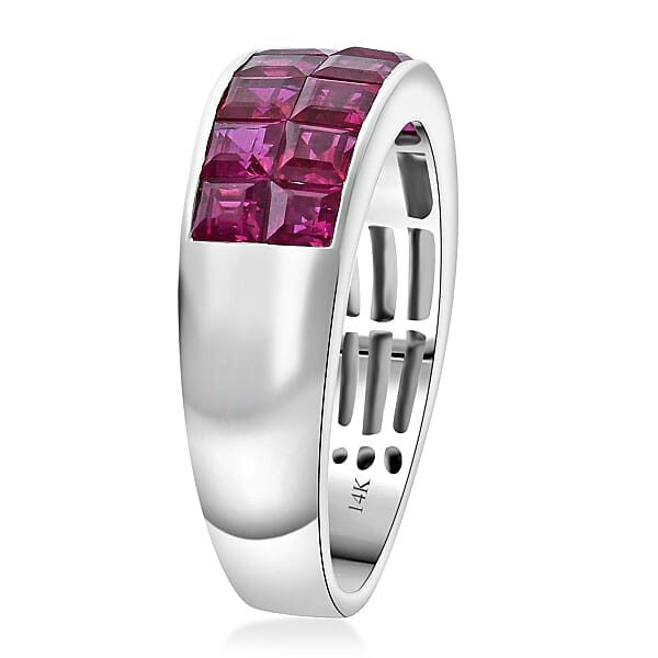 Luxoro AAA Royal Ruby Band Ring In 14K White Gold 2.90 Ctw