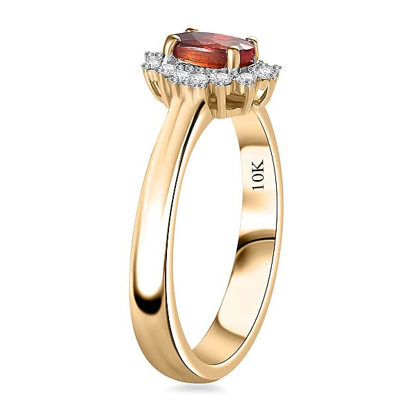 Luxoro AAA Sanguine Sapphire And I2 Diamond 0.75 Ctw Art Deco Ring In 10K Yellow Gold