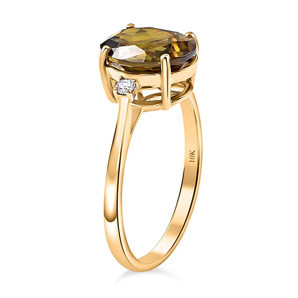 Luxoro AAA Sava Sphene And G-H I2 Diamond 3.20 Ctw Ring In 10K Yellow Gold