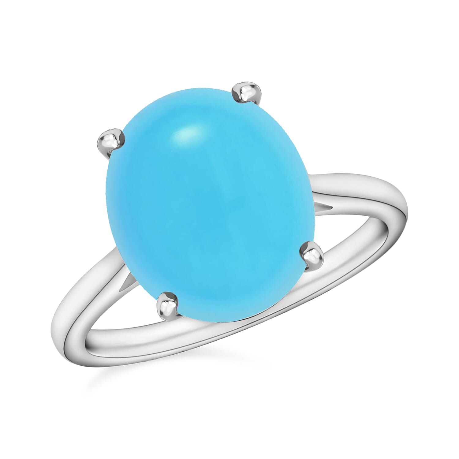 Luxoro AAA Sleeping Beauty Turquoise 2.60 ctw Solitaire Ring in 14K White Gold 4 Grams