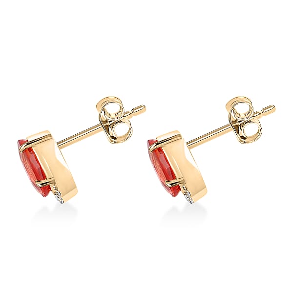 Luxoro AAA Songea Sapphire And I2 Diamond 2.20 Ctw Stud Earrings In 10K Yellow Gold