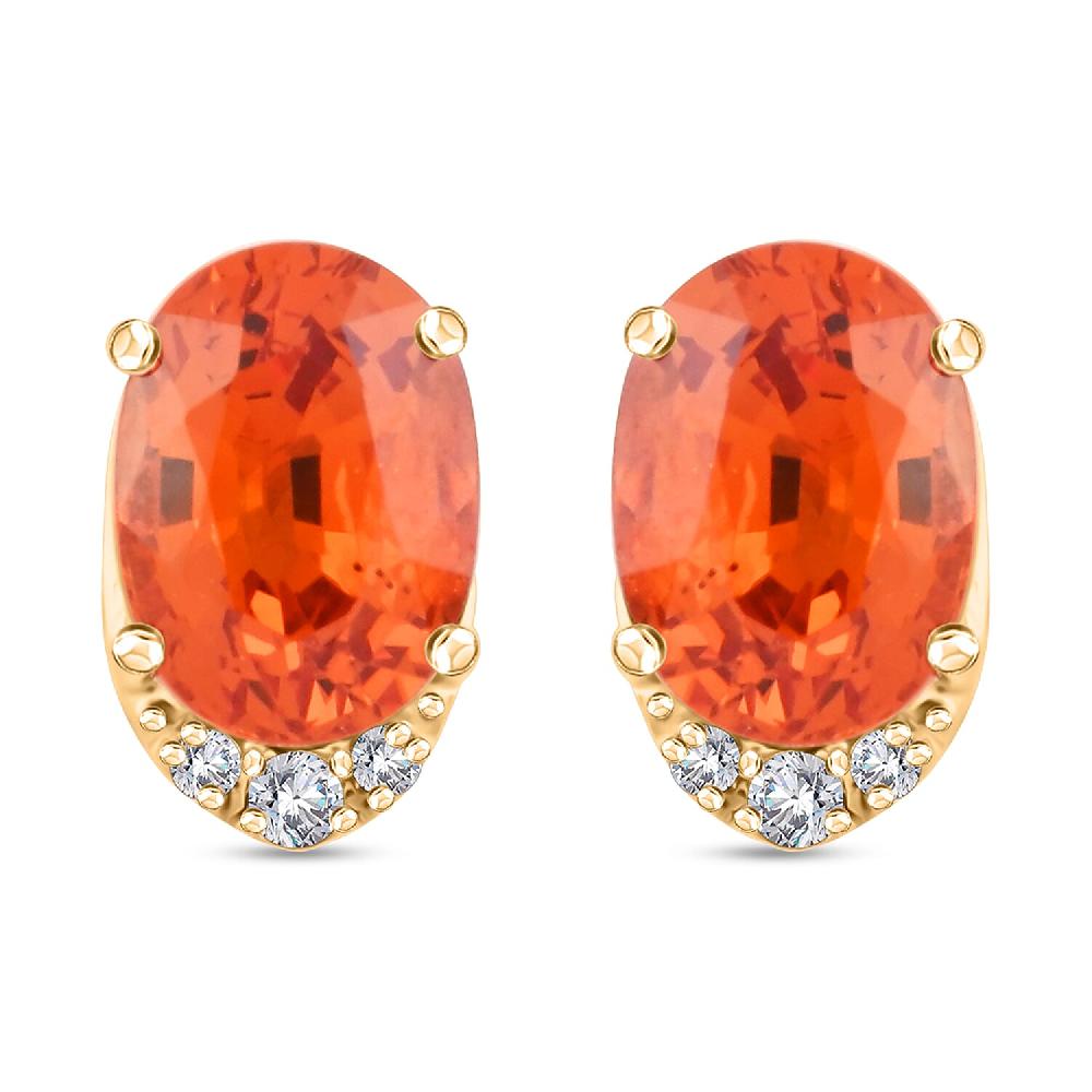 Luxoro AAA Songea Sapphire and I2 Diamond 2.20 ctw Stud Earrings in 10K Yellow Gold