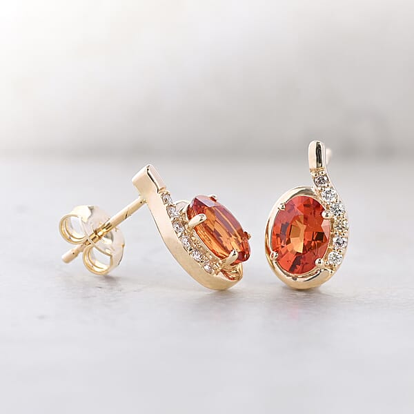 Luxoro AAA Songea Sapphire And I2 Diamond 2.25 Ctw Stud Earrings In 10K Yellow Gold