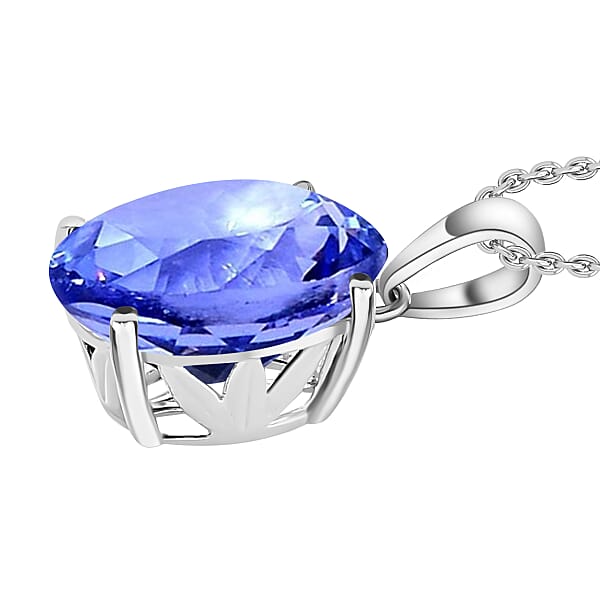 Luxoro AAA Tanzanite 5.05 Ctw Solitaire Pendant Without Chain In 14K White Gold (Del. In 10-12 Days)