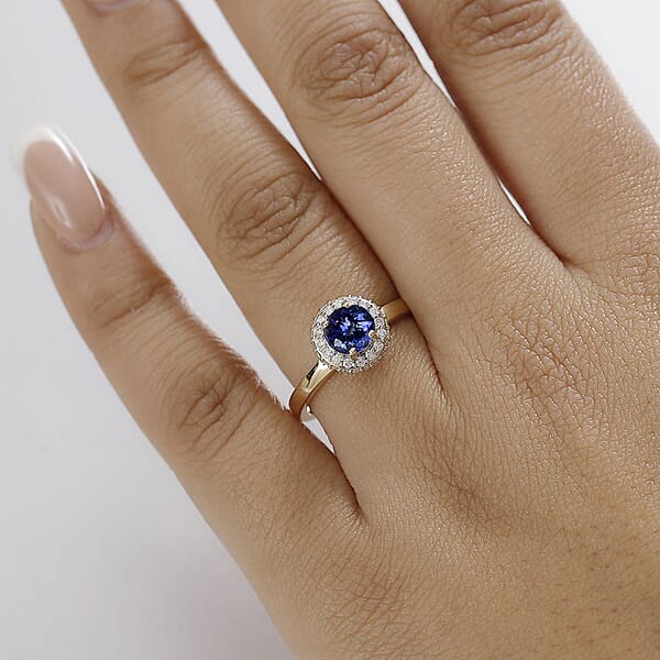 Luxoro AAA Tanzanite And Diamond I2 1.30 Ctw Ring In 14K Yellow Gold 4.00 Grams