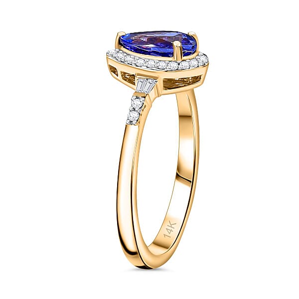 Luxoro AAA Tanzanite And Diamond I2 1.50 Ctw Ring In 14K Yellow Gold