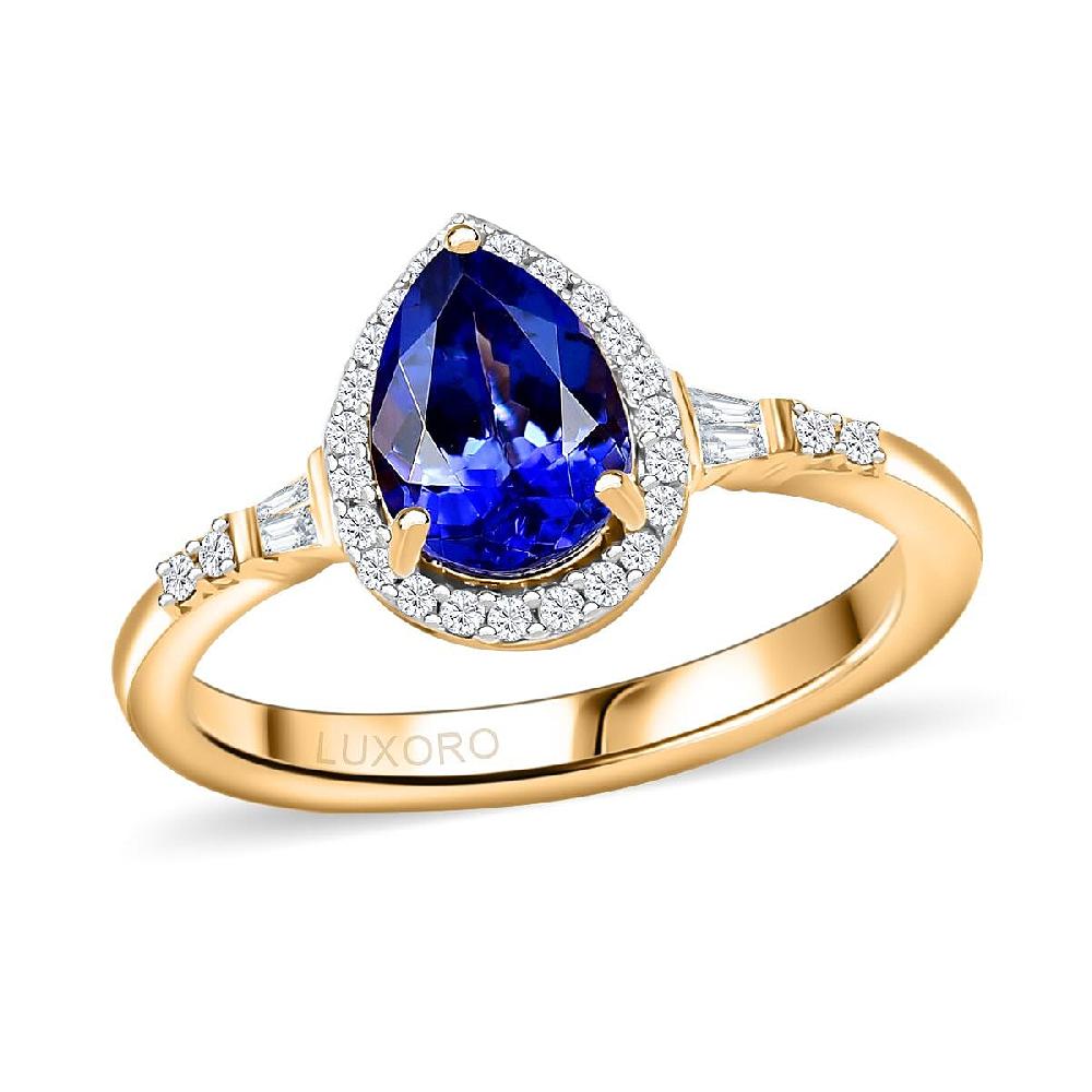 Luxoro AAA Tanzanite and Diamond I2 1.50 ctw Ring in 14K Yellow Gold