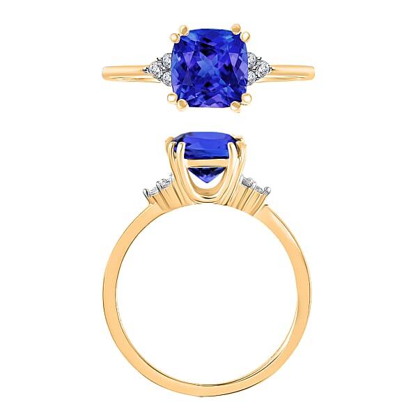 Luxoro AAA Tanzanite And G-H I2 Diamond 1.49 Ctw Ring In 14K Yellow Gold (Del. In 10-12 Days)