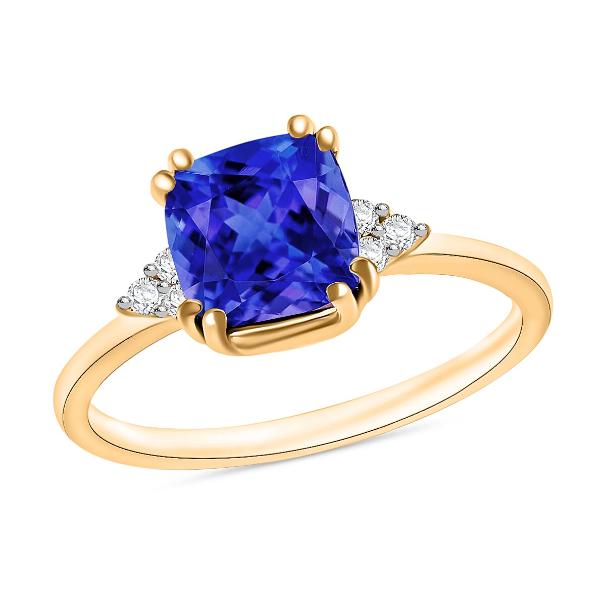 Luxoro AAA Tanzanite and G-H I2 Diamond 1.49 ctw Ring in 14K Yellow Gold (Del. in 10-12 Days)