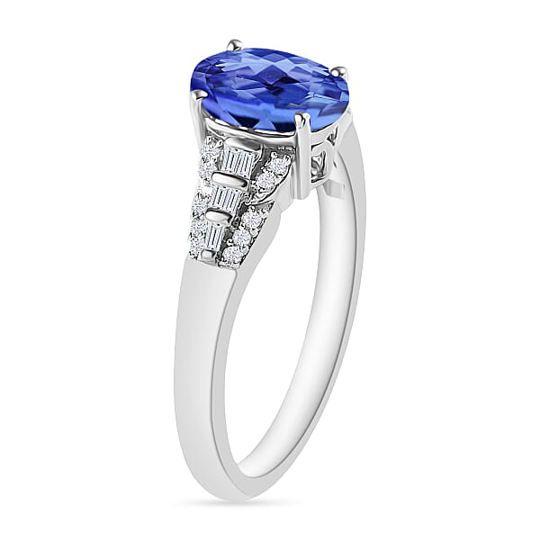 Luxoro AAA Tanzanite And G-H I2 Diamond 1.50 Ctw Ring In 14K White Gold (Del. In 10-12 Days)