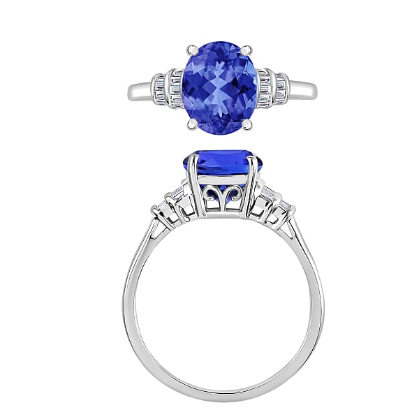 Luxoro AAA Tanzanite And G-H I2 Diamond 3.77 Ctw Ring In 14K White Gold (Del. In 10-12 Days)