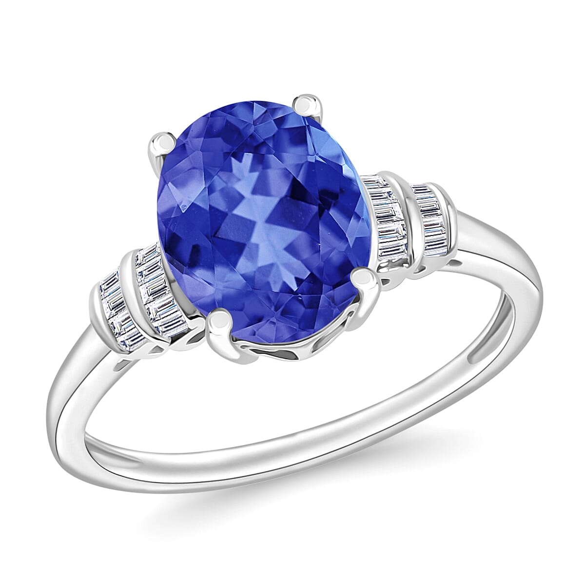 Luxoro AAA Tanzanite and G-H I2 Diamond 3.77 ctw Ring in 14K White Gold (Del. in 10-12 Days)