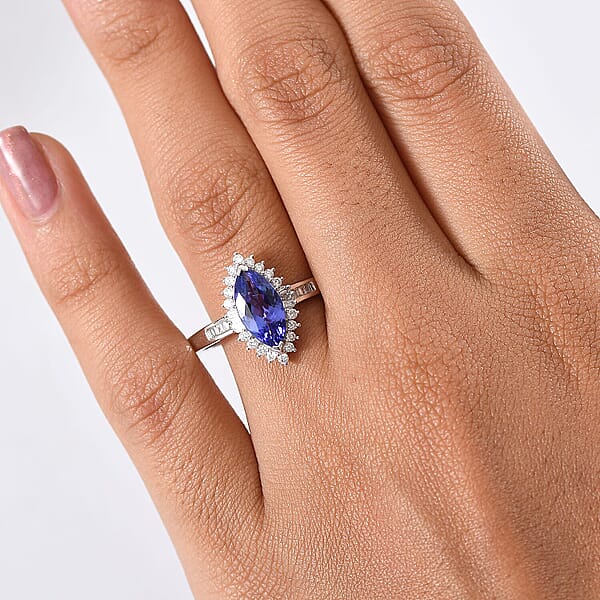 Luxoro AAA Tanzanite And I2 Diamond 2.00 Ctw Helix Nebula Ring In 10K White Gold
