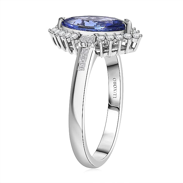 Luxoro AAA Tanzanite And I2 Diamond 2.00 Ctw Helix Nebula Ring In 10K White Gold