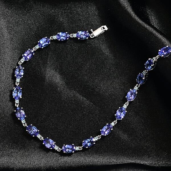 Luxoro AAA Tanzanite And Paraiba Tourmaline 8.85 Ctw Ocean Royale Bracelet In 10K White Gold (7.25 In)